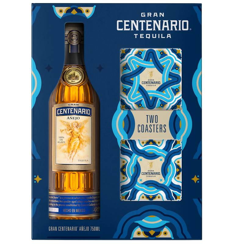 Gran Centenario Añejo with Two Ceramic Coasters Tequila 750ml (80