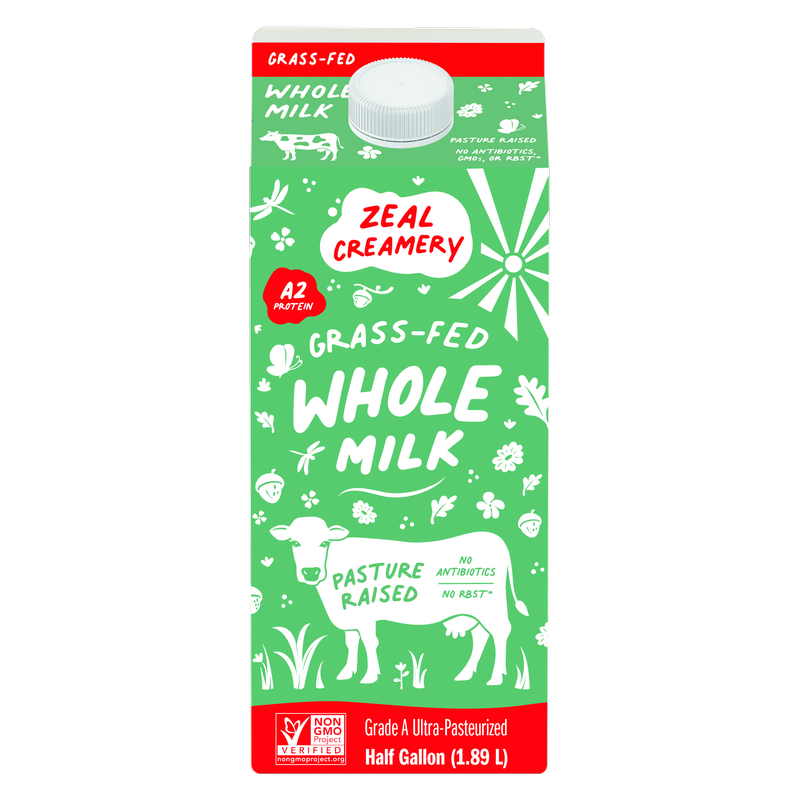 Zeal Creamery A2 Grass Fed Pasture Raised Whole Milk 1/2 Gallon Zeal Creamery A2 Grass Fed Pasture Raised Whole Milk 1/2 Gallon