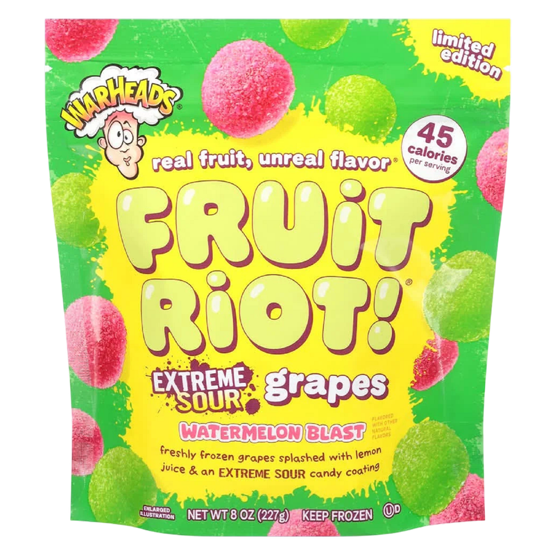 Fruit Riot x Warheads Extreme Sour Watermelon Blast Grapes 8oz