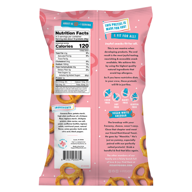 FitJoy Vegan White Cheddar Grain Free Pretzel Twists 4.5oz