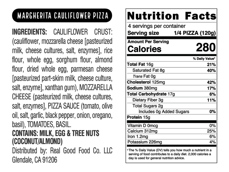 Real Good Foods Pizza Margherita 17oz