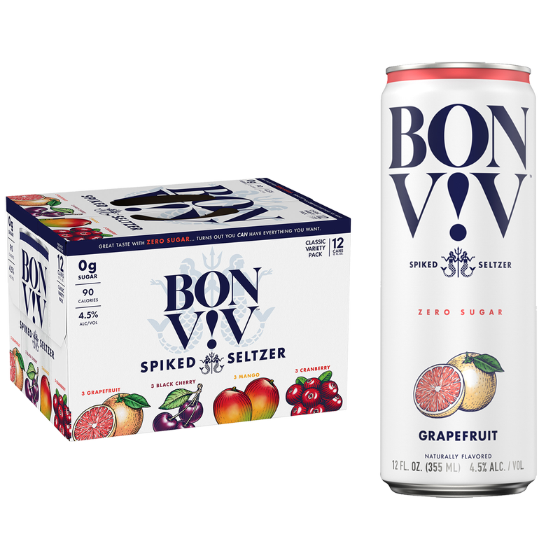 BON VIV Spiked Seltzer Variety 12pk 12oz Can 4.5% ABV - BevMo