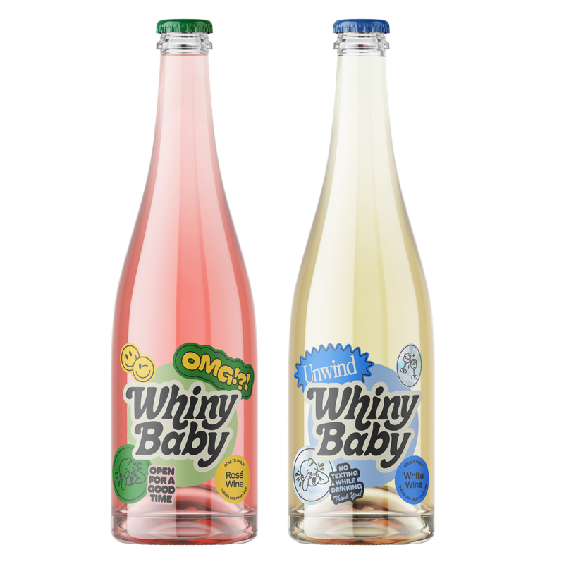 Whiny Baby Unwind White Wine and Fizzy Rose Wine Bundle 750ml BevMo!