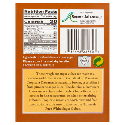 Tropicale Demerara Rough Cut Sugar Cubes 17.6oz