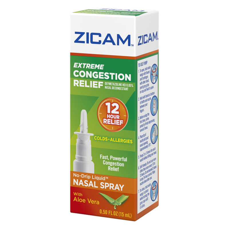Zicam Extreme Congestion Relief No-Drip Nasal Spray with Soothing Aloe Vera, 0.5oz