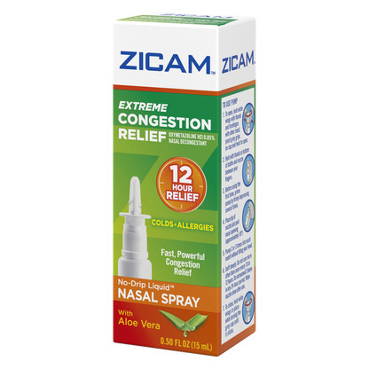 Zicam Extreme Congestion Relief No-Drip Nasal Spray with Soothing Aloe Vera, 0.5oz