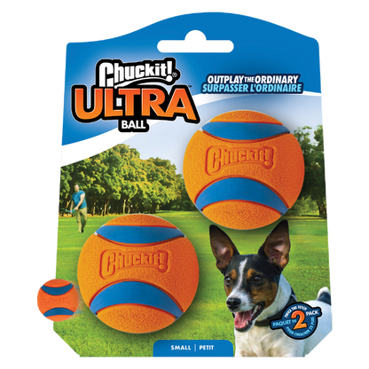 Chuckit Ultra Rubber Ball Tough Dog Toy 2 Ct (Size Small)