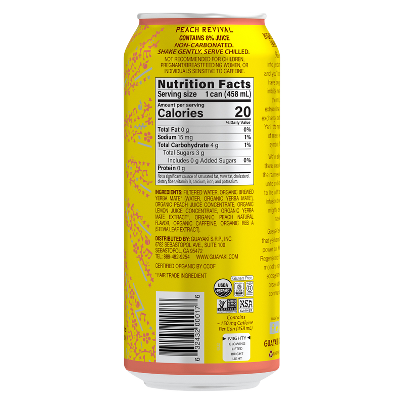 Yerba Mate Organic Peach Revival 15.5oz Can