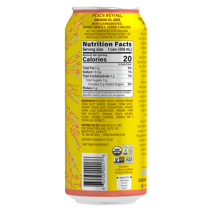 Yerba Mate Organic Peach Revival 15.5oz Can