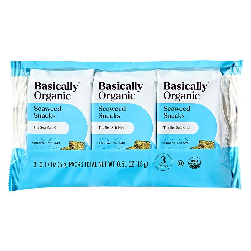 Basically Organic Sea Salt Seaweed Snacks, 3 pack