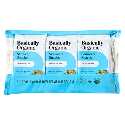 Basically Organic Sea Salt Seaweed Snacks, 3 pack