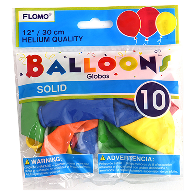 FLOMO Assorted Color Balloons 12" 10pk FLOMO BevMo!