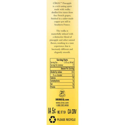 Ciroc Pineapple Vodka 750ml (70 Proof)