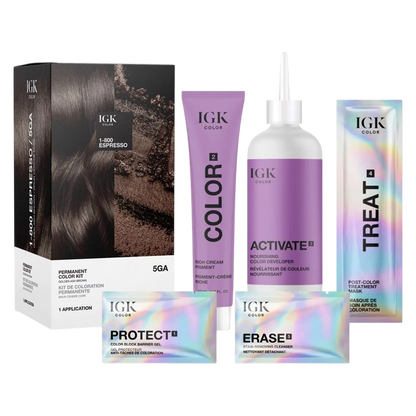 IGK PERMANENT COLOR KIT 1-800 Espresso- Golden Ash Brown 5GA