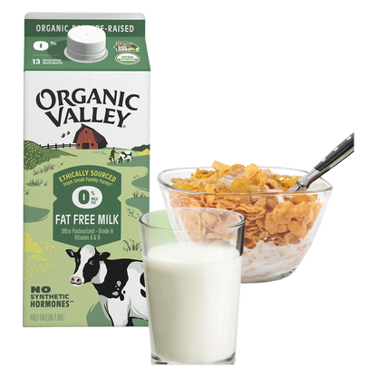 Organic Valley Fat Free Milk 1/2 Gallon CA