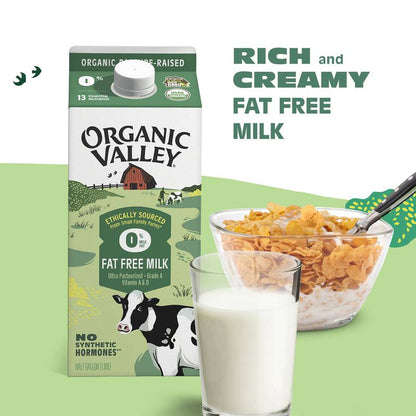 Organic Valley Fat Free Milk 1/2 Gallon CA
