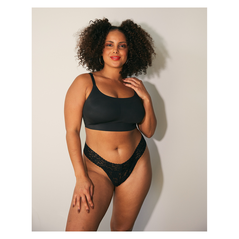 Panic Panties Underwear L/XL Black Lace Thong