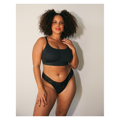Panic Panties Underwear L/XL Black Lace Thong