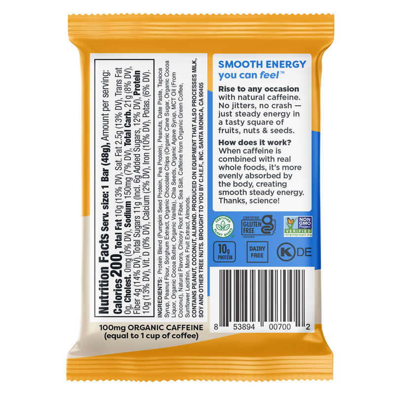 Quantum Energy Square Peanut Butter Dark Chocolate Bar 1.69oz