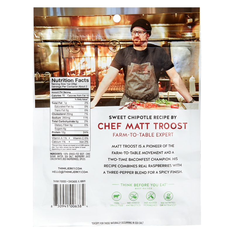 Think Jerky Sweet Chipotle Grassfed Beef Jerky 2.2oz