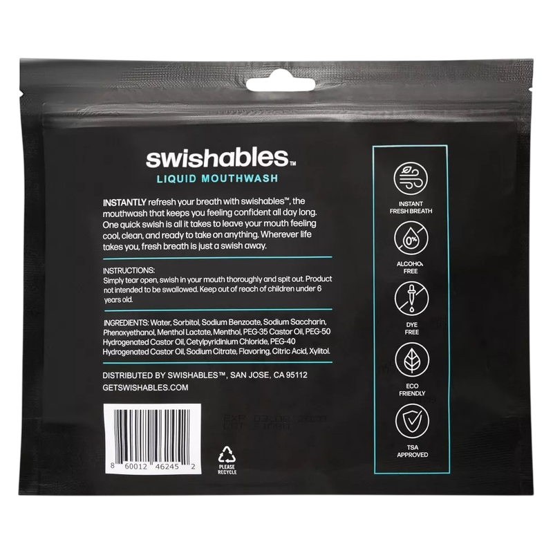 Swishables Liquid Mouthwash Spearmint, 36 Pack