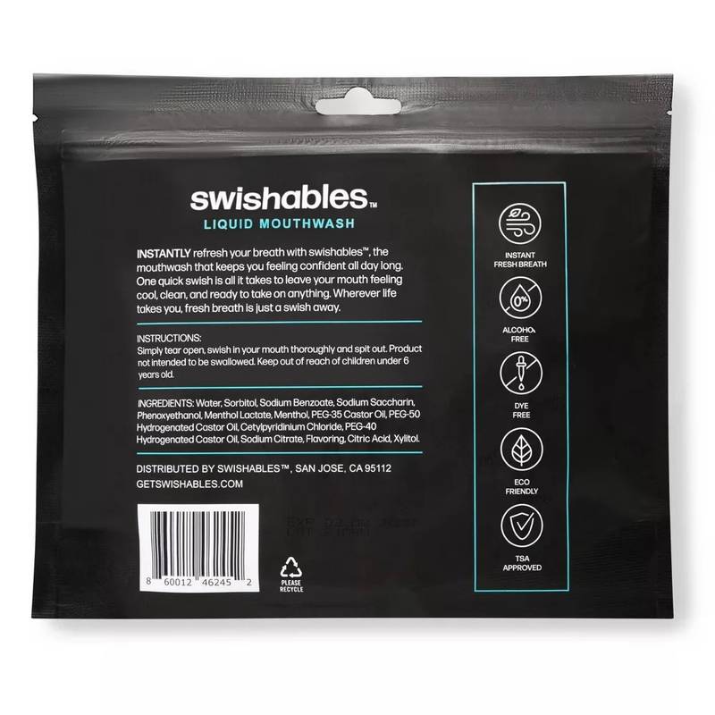 Swishables Liquid Mouthwash Spearmint, 36 Pack