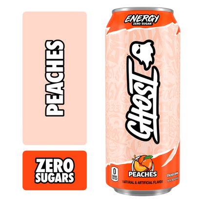 GHOST Energy Zero Sugar Peaches 16oz Can