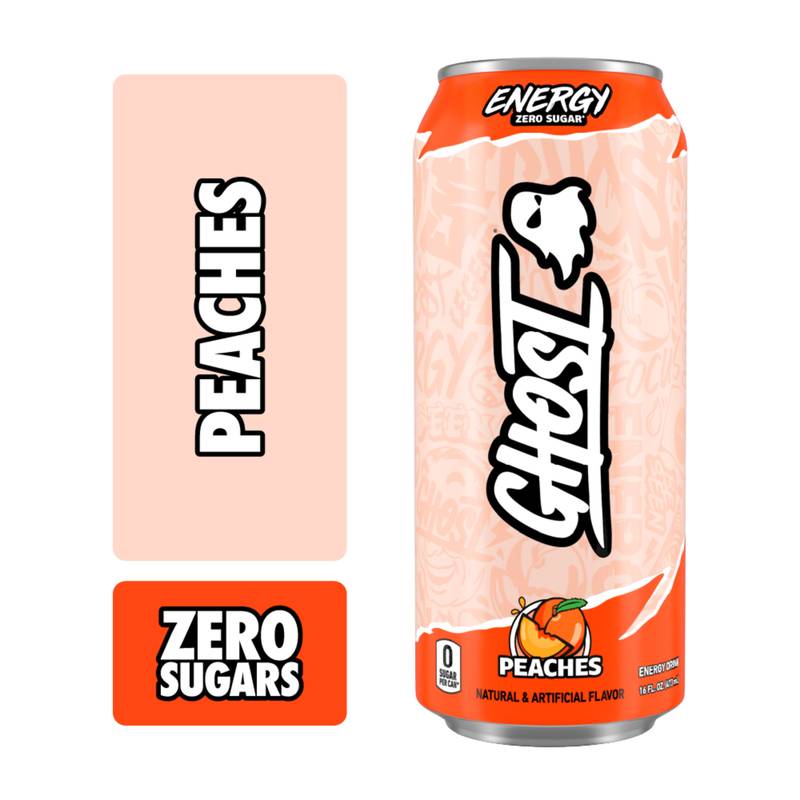 GHOST Energy Zero Sugar Peaches 16oz Can