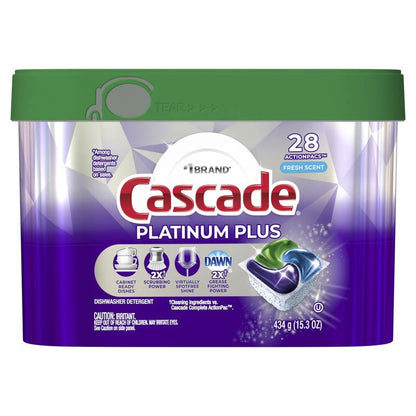 Cascade Platinum Plus Dishwasher Detergent Pods Fresh 28ct