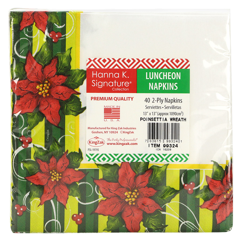 Poinsettia Wreath Napkins 40ct