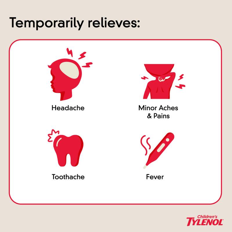 Children's Tylenol Pain & Fever Reducer Liquid, Dye-Free Cherry, 4 oz