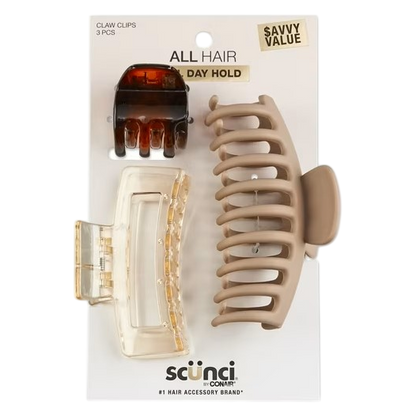 Scunci Claw Clips Mix, 3 Pack