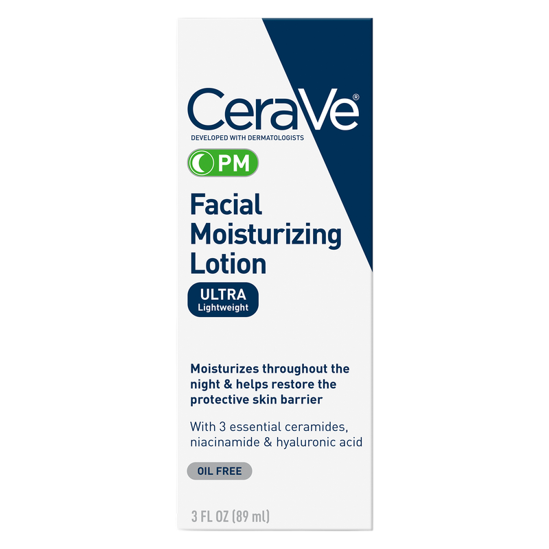 CeraVe PM Moisturizing Lotion, Night Cream for All Skin Types 