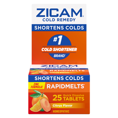 Zicam Zinc Cold Remedy RapidMelts Quick-Dissolve Tablets Citrus Flavor 25ct