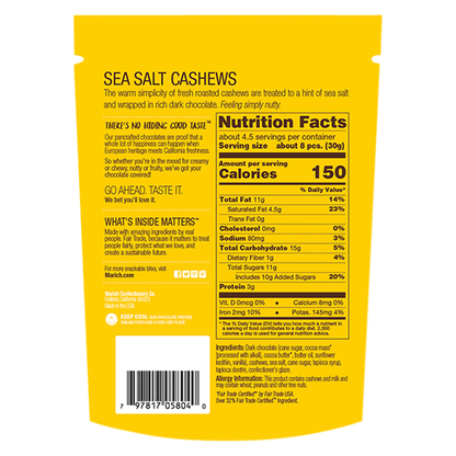 Marich Dark Chocolate Covered Sea Salted Cashews 4.75oz (4.75 OZ)
