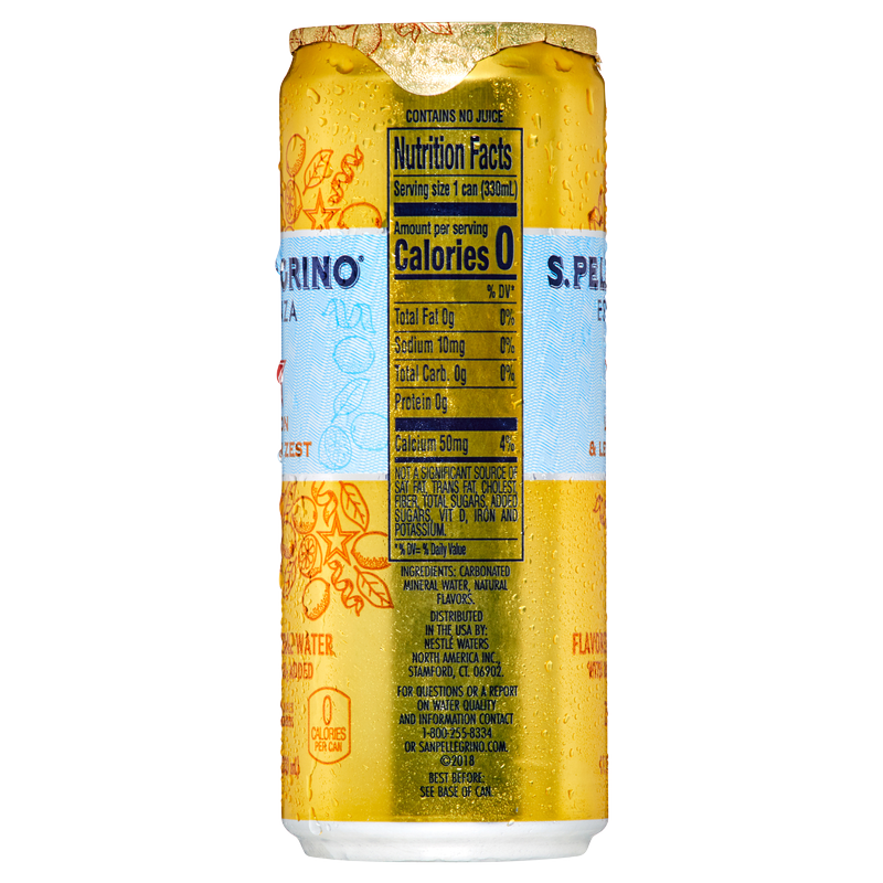 San Pellegrino Lemon and Lemon Zest Essenza Flavored Mineral Water San Pellegrino Lemon and Lemon Zest Essenza Flavored Mineral Water