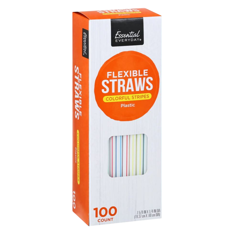 Essential Everyday Plastic Straws, 100ct