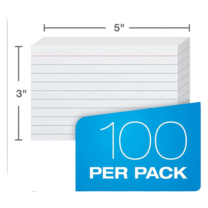 Oxford 100 Ruled Index Cards, 3" x 5", White