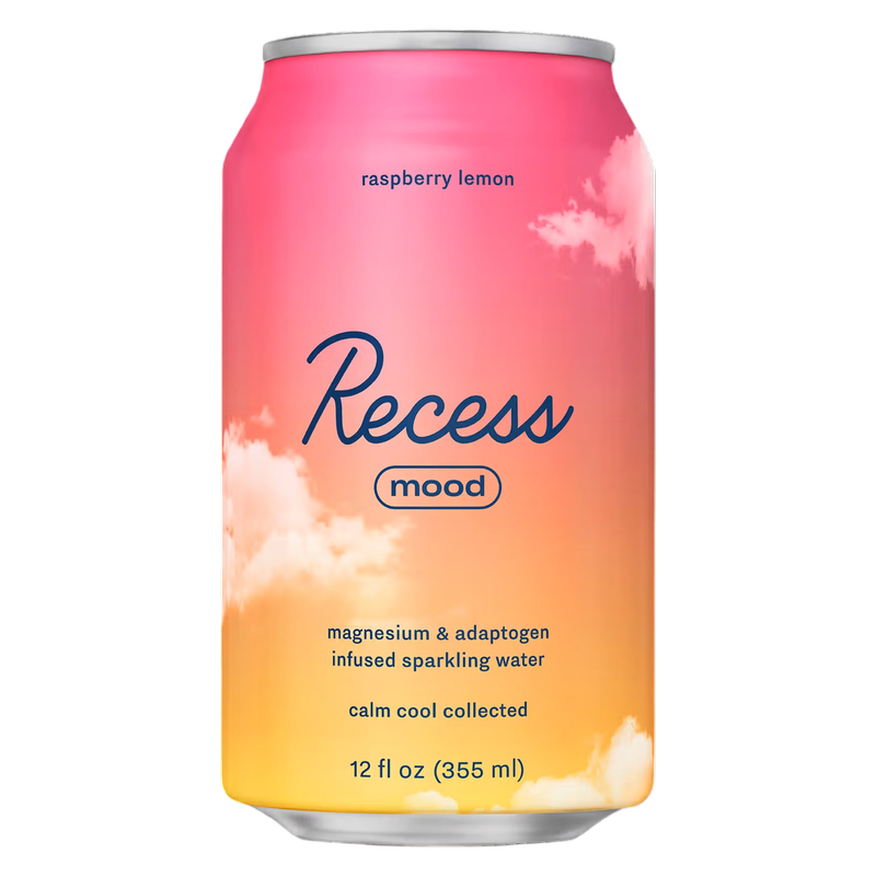 Recess Mood Magnesium Infused Raspberry Lemon Sparkling Water 12oz Can