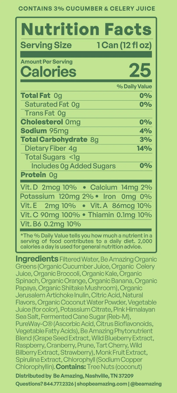 Be Amazing Mixed Berry Daily Greens Drink 12oz Can