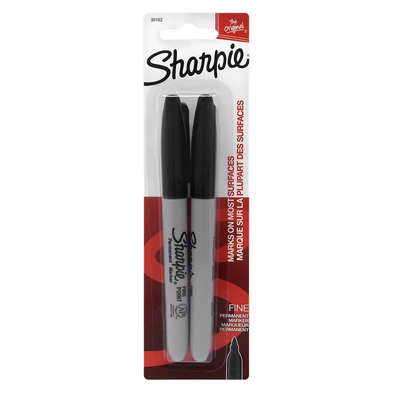 Sharpie Permanent Markers Fine Tip Black, 2ct