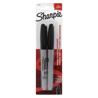 Sharpie Permanent Markers Fine Tip Black, 2ct