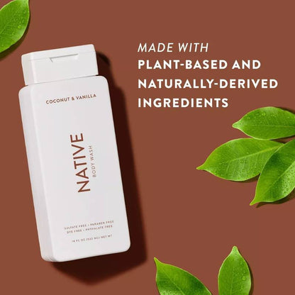 Native Body Wash, Coconut & Vanilla, Sulfate Free, 18 oz