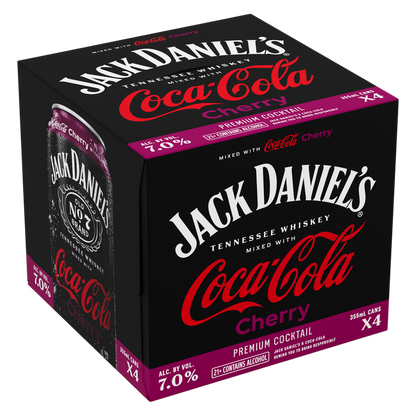 Jack Daniel's & Coca-Cola Cherry 4pk 12oz Cans 7% ABV - Jack