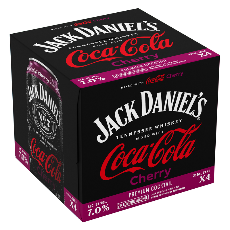 Jack Daniel's & Coca-Cola Cherry 4pk 12oz Cans 7% ABV - Jack