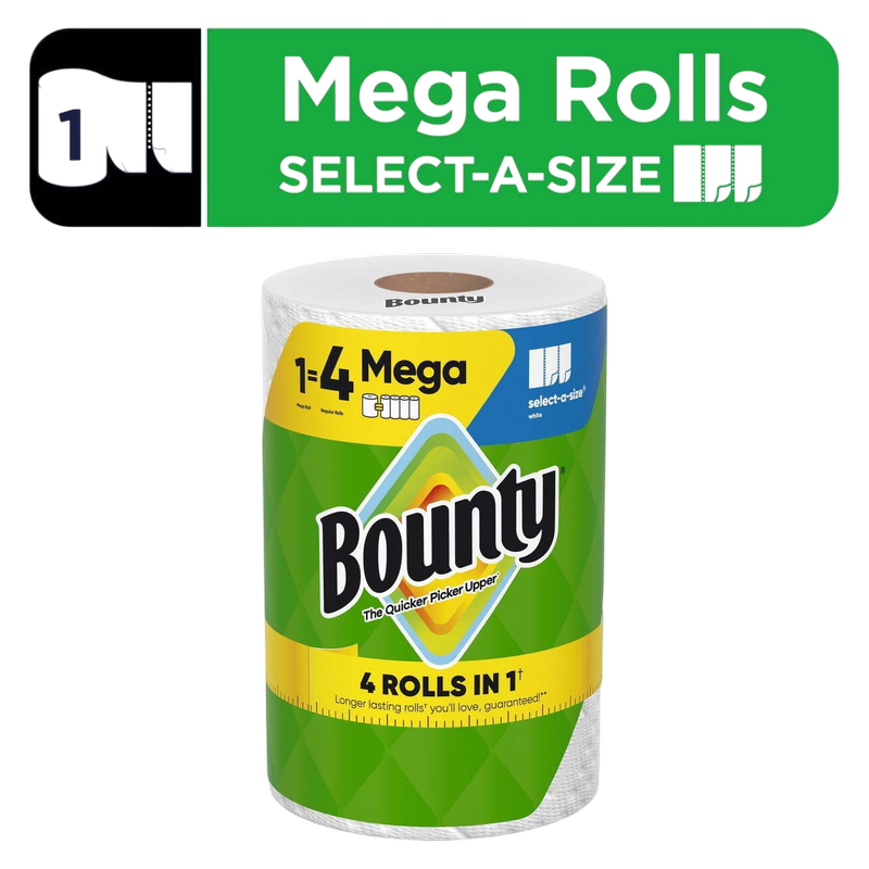 Bounty 1ct Paper Towels Select-A-Size White, Mega Roll