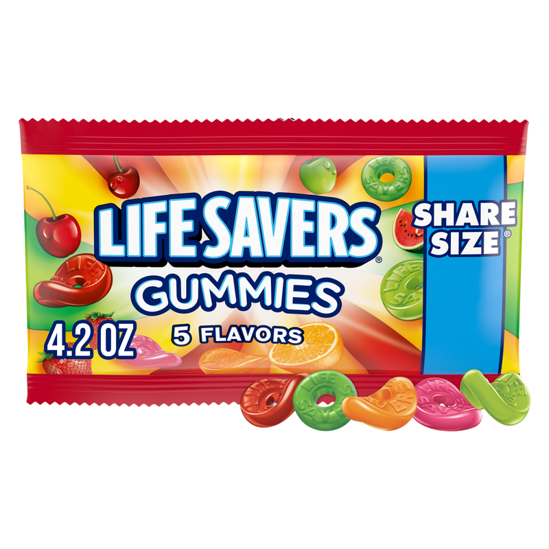 LIFE SAVERS 5 Flavors Gummy Candy, Share Size, 4.2 oz Bag