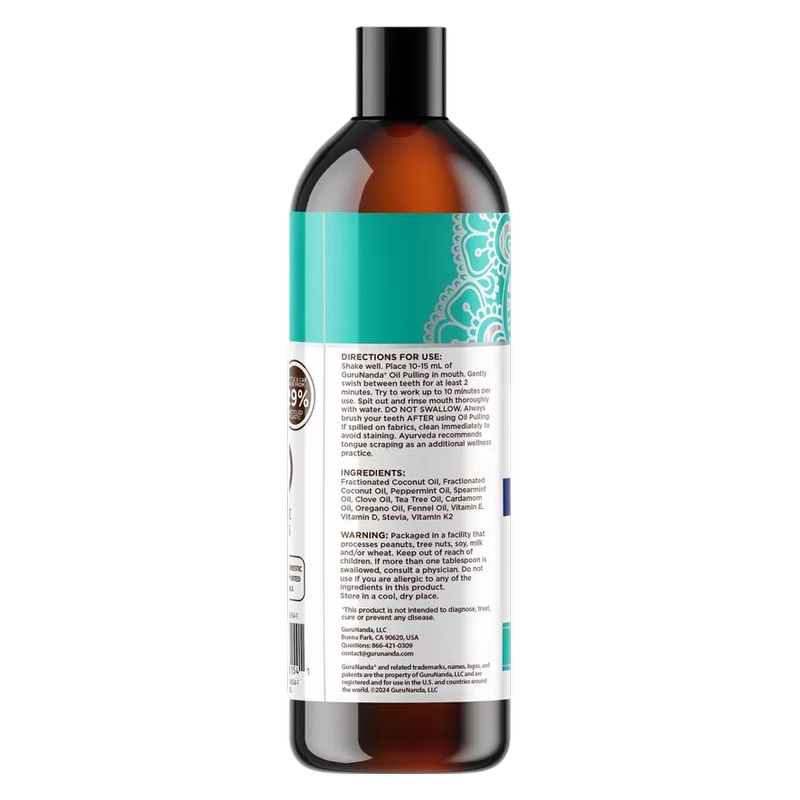 GuruNanda, Natural Whitening Pulling Oil, Coconut + Mint, 8 Fl Oz