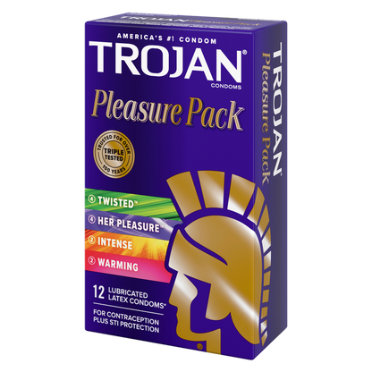 Trojan Pleasure Pack Lubricated Condoms 12ct