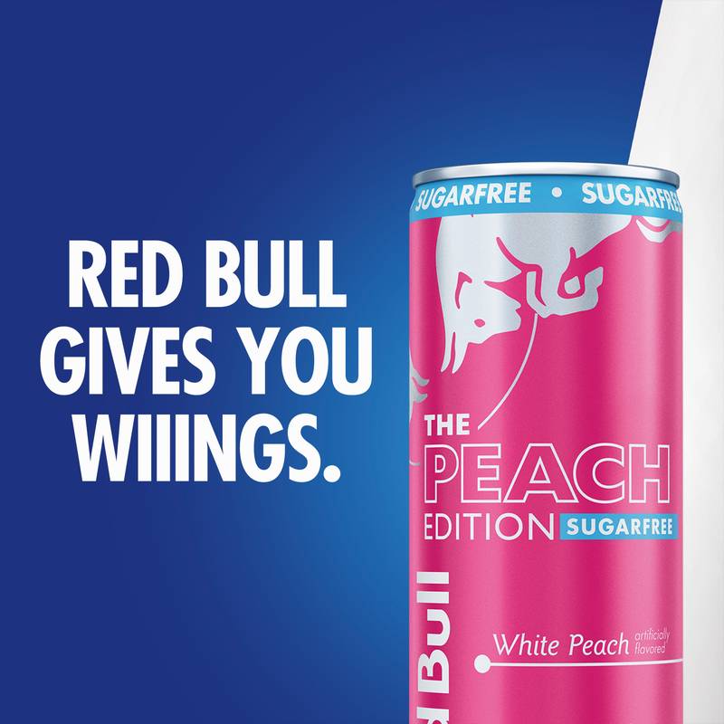 Red Bull Sugar Free White Peach Edition White Peach Energy Drink 12oz Can